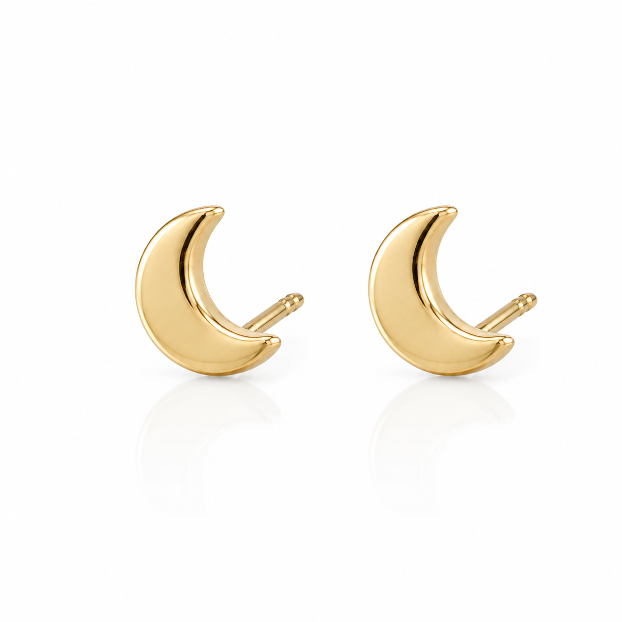 9ct Yellow Gold Crescent Moon Stud Earrings