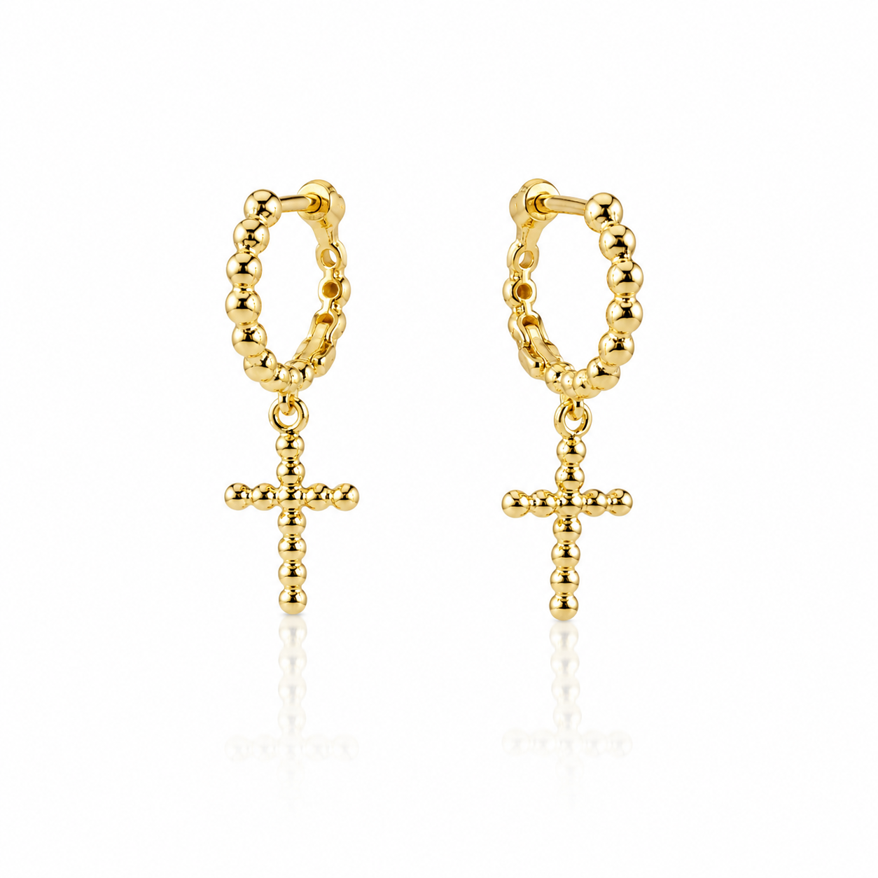 9ct Yellow Gold Cross Huggie Earrings