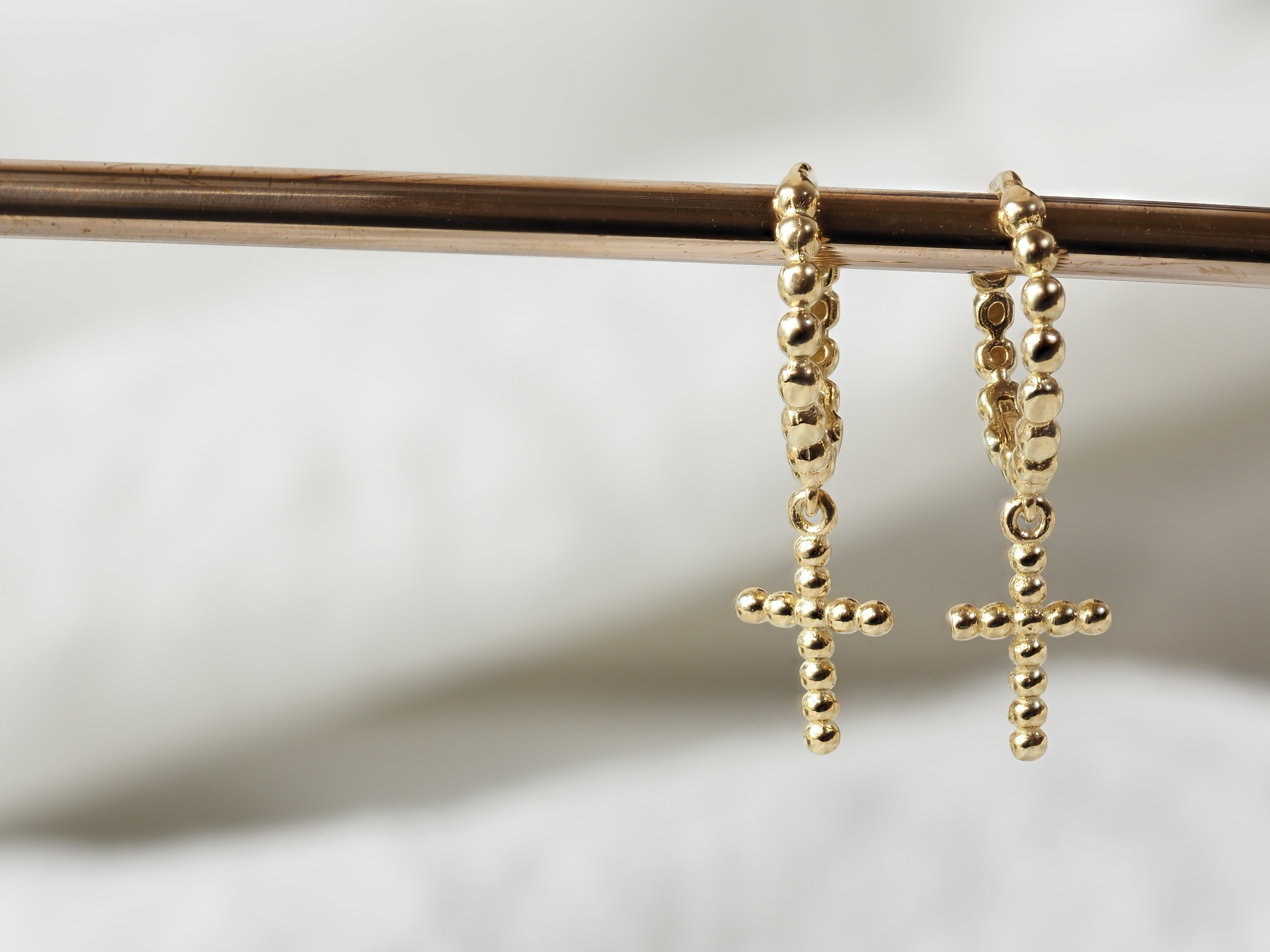 9ct Yellow Gold Cross Huggie Earrings