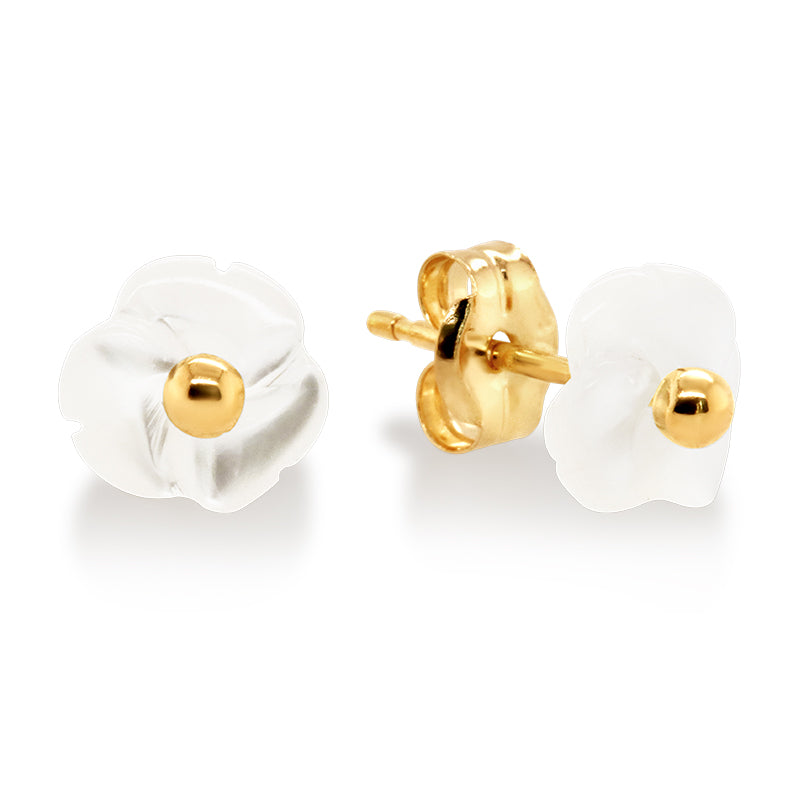 9ct Yellow Gold Mother Of Pearl Stud Earrings