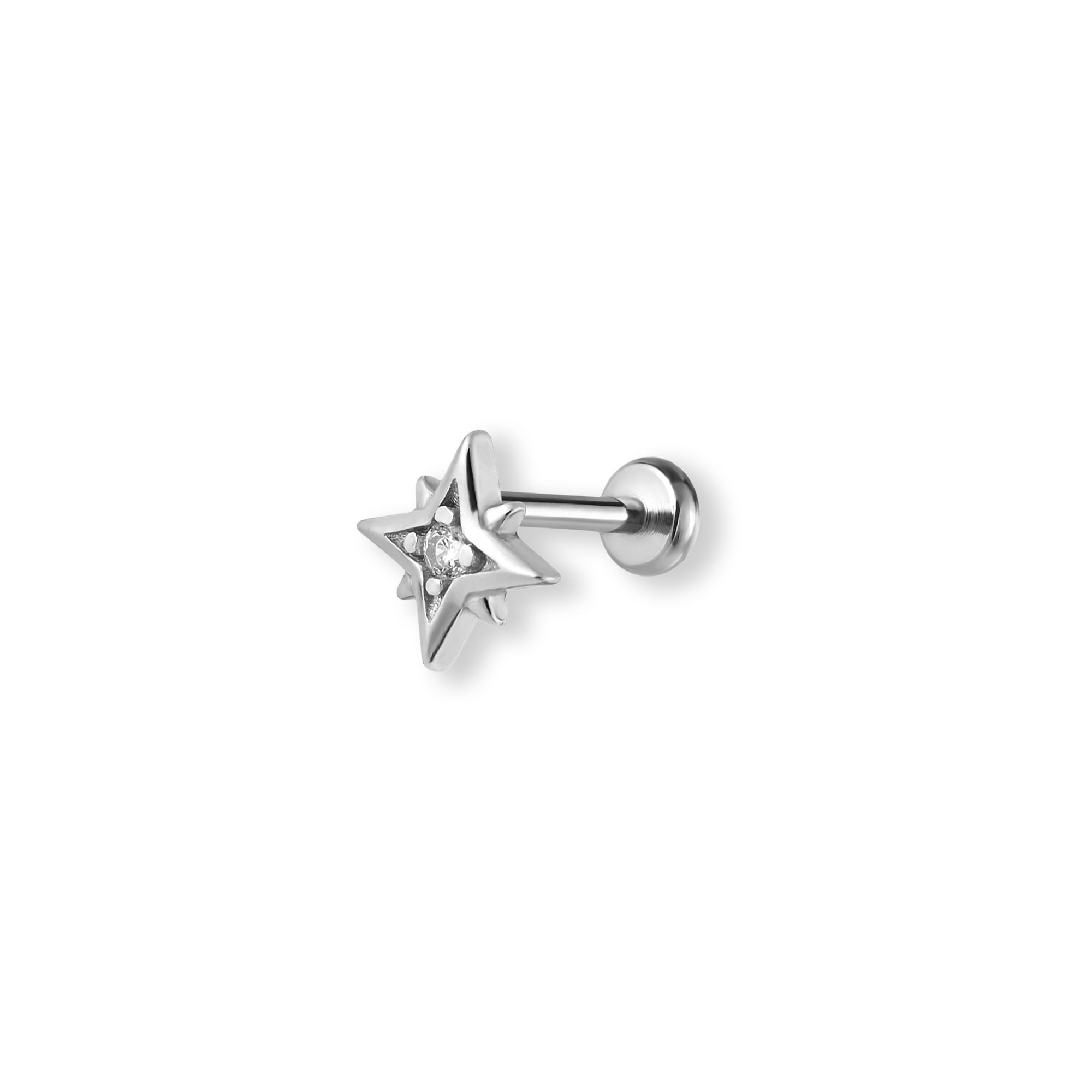Sterling Silver Cubic Zirconia Single Helix Earring