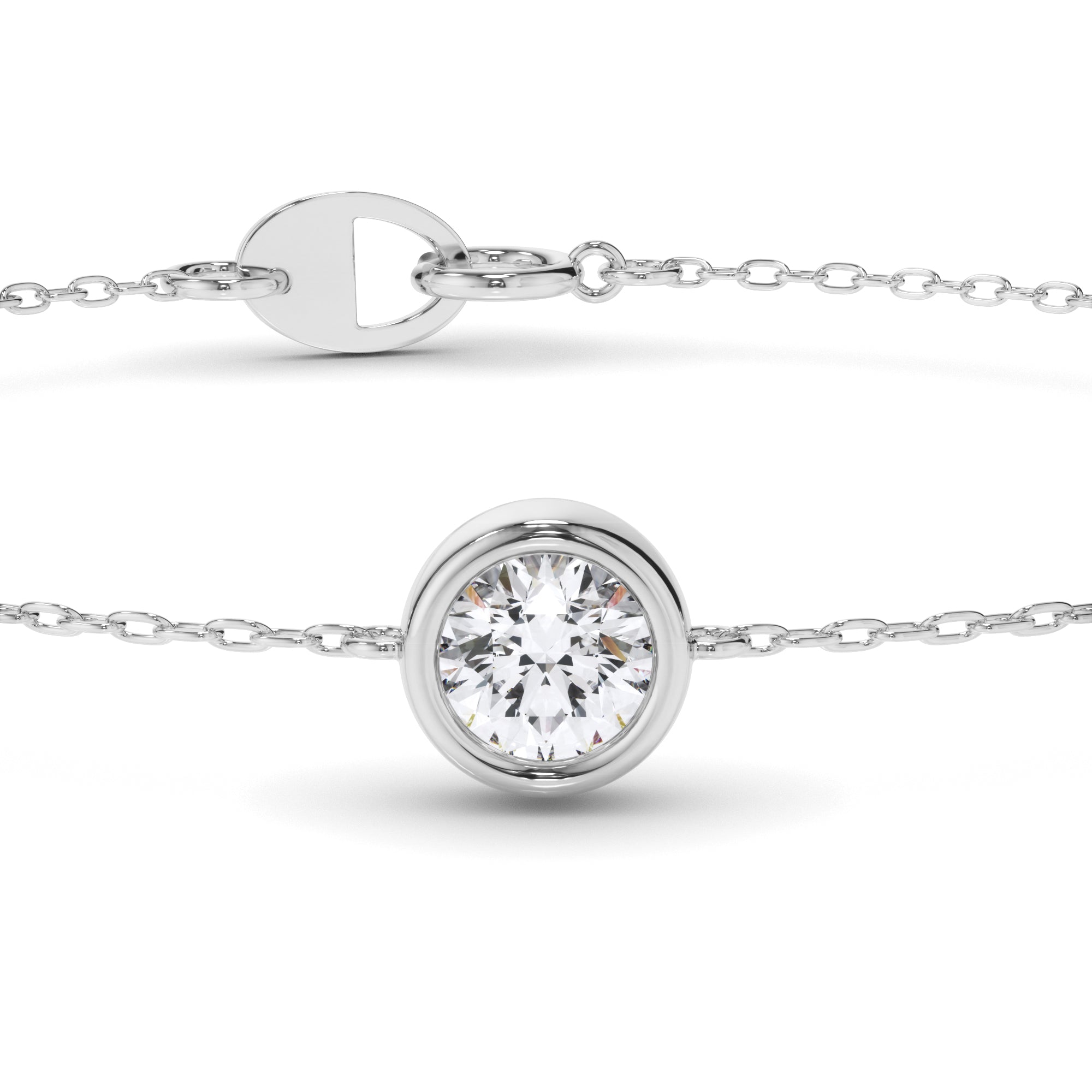 3-Stone Bezel Set Round Brilliant Cut Natural Mined Diamond Bracelet