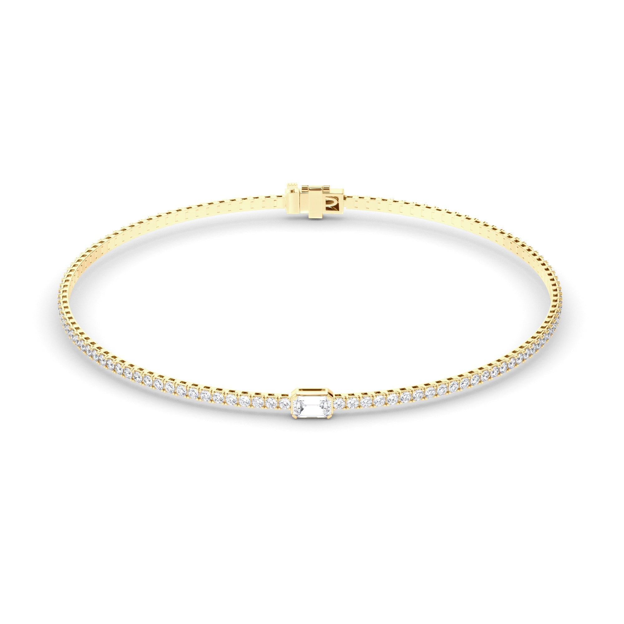 Emerald Cut Solitaire Laboratory Grown Diamond Tennis Bracelet