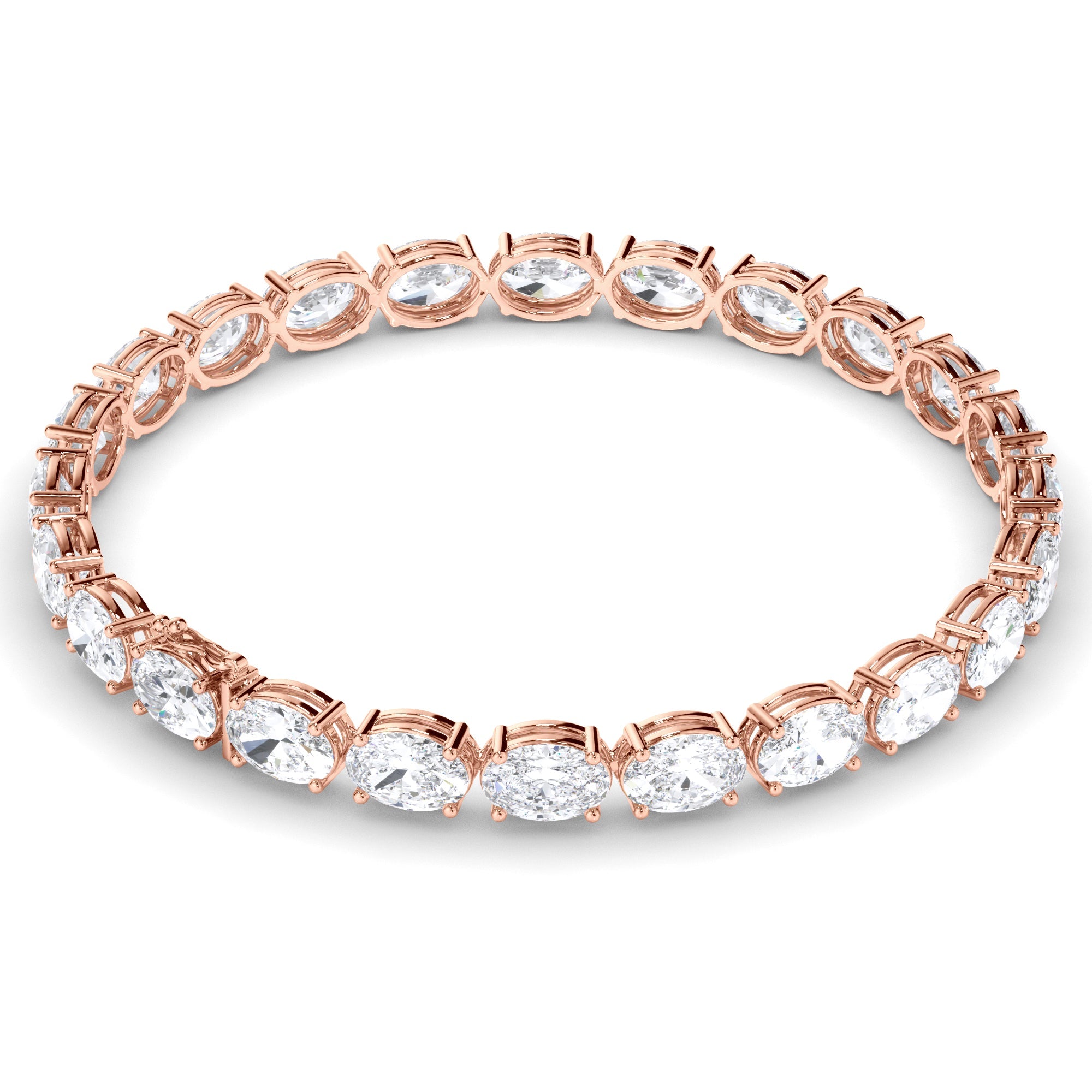 Oval Cut Natural Mined Diamond Tennis Bracelet