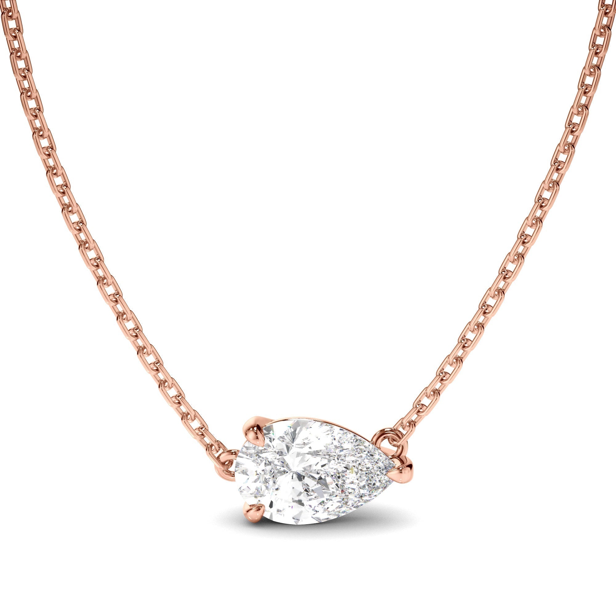 East West Pear Cut Diamond Necklet