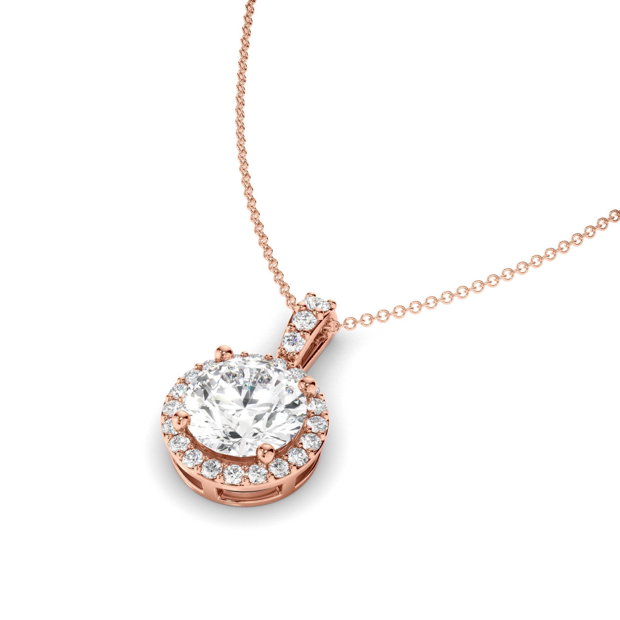 Round Brilliant Cut Diamond Halo Pendant