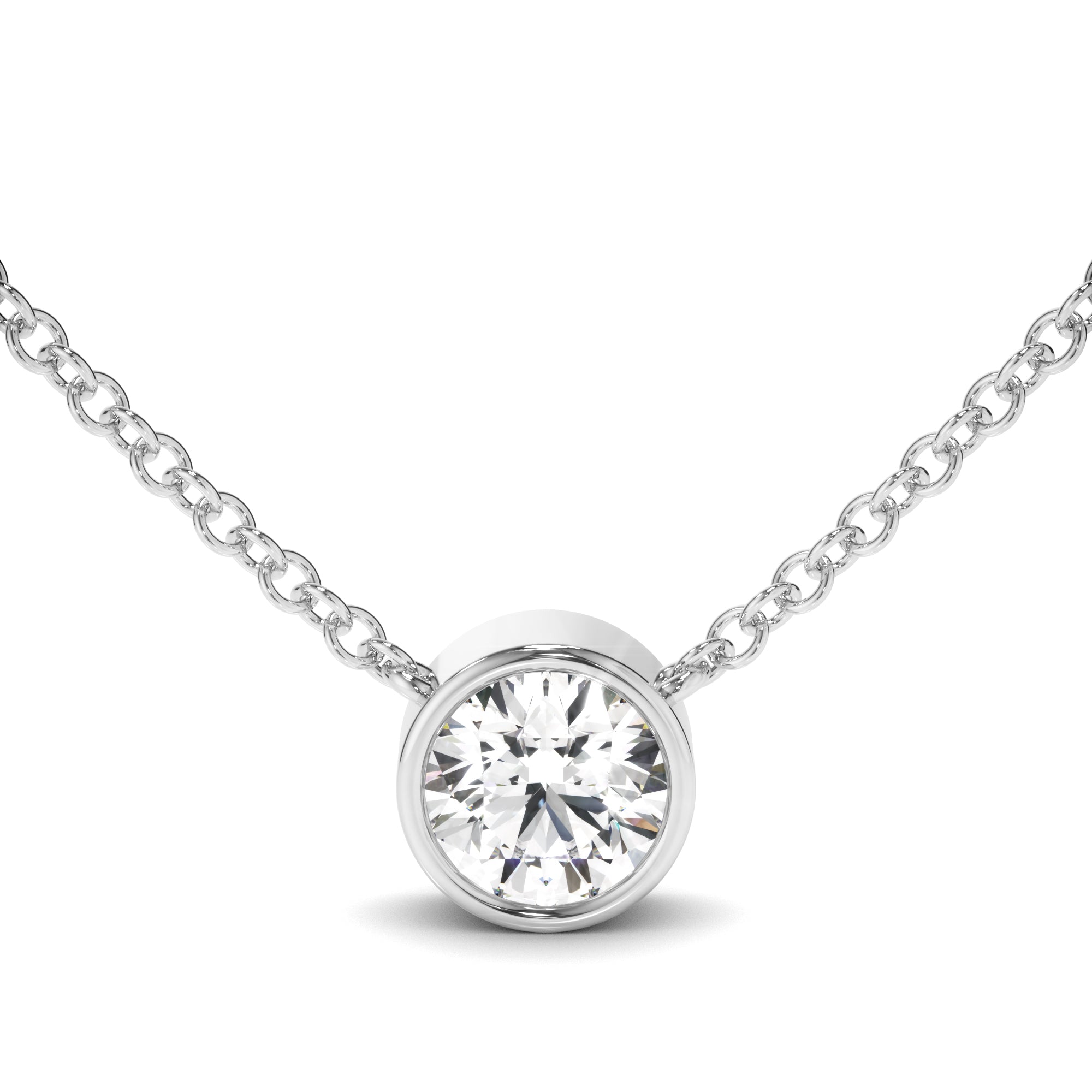 Round Brilliant Cut Diamond Bezel Set Necklet