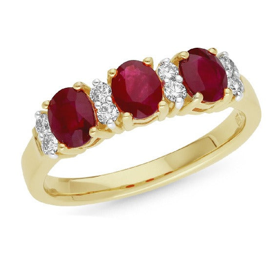 9ct Yellow Gold Ruby and Diamond ring
