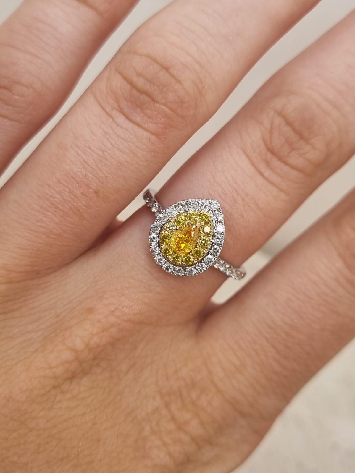 18 carat Yellow & White Gold diamond double halo ring, 0.80 carat total.