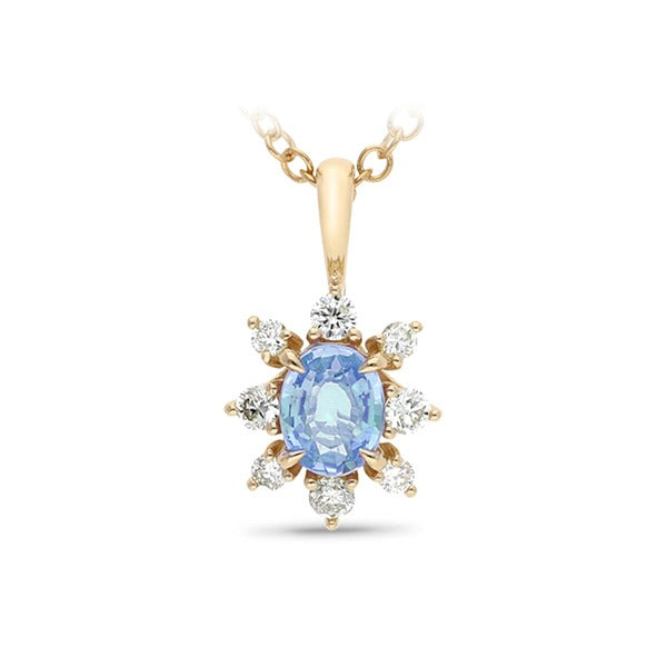9ct Yellow Gold Aquamarine and Diamond pendant