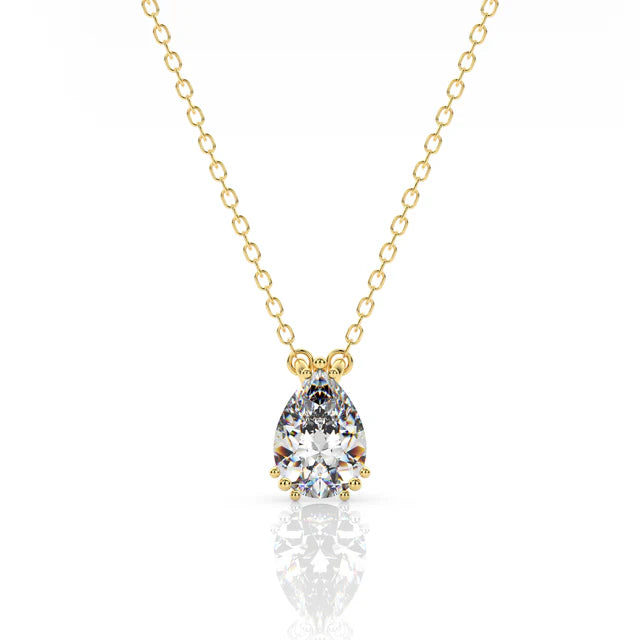Georgini Elegant Essentials 7mm Pear Cut Hidden Halo Pendant Yellow Gold-Plated