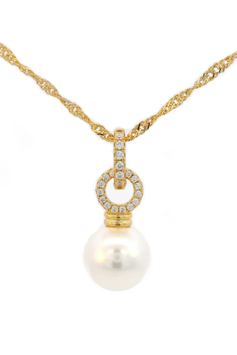Georgini Adagio Duo Pearl Yellow Gold Plated Pendant and Chain