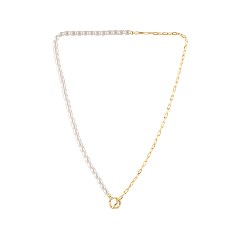 Georgini Alchemy Paperclip Pearl Gold Necklet