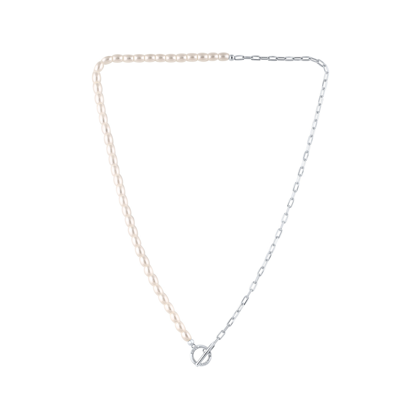 Georgini Alchemy Paperclip Pearl Silver Pendant
