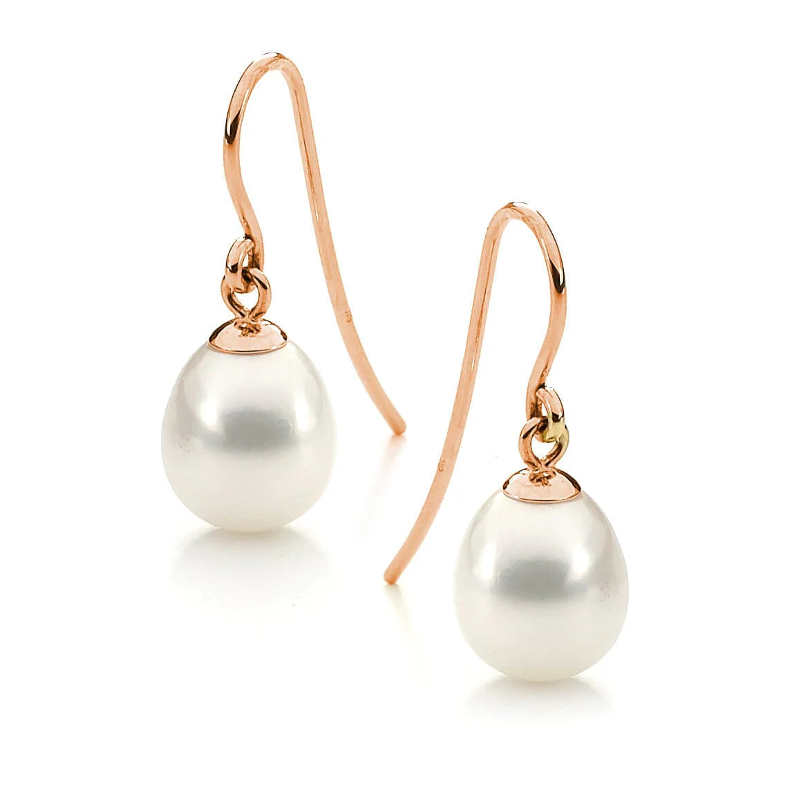 9ct Rose Gold 10mm Freshwater Pearl hook earrings