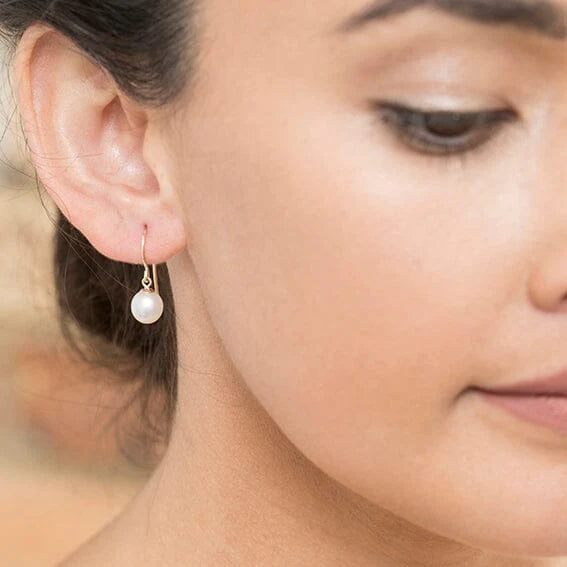 9ct Rose Gold 10mm Freshwater Pearl hook earrings