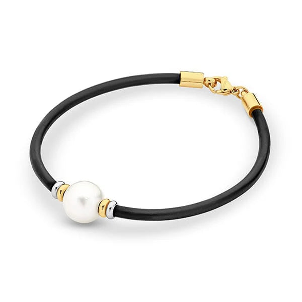 Stainless Steel neoprene bracelet with 11mm Edison Pearl