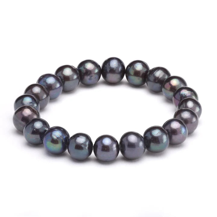 Freshwater Dyed Black pearl bracelet, 9-10mm pearls