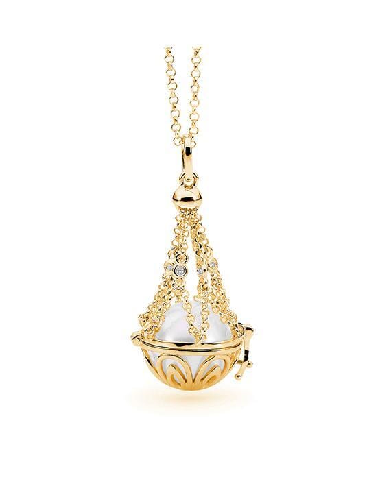 9ct Yellow Gold Diamond and Pearl necklet