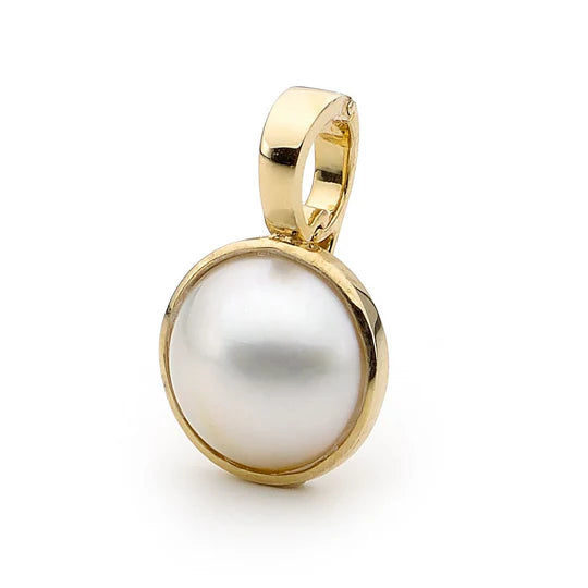 9ct yellow Gold 13mm Round Mabe enhancer pendant