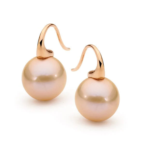 9ct Rose Gold 12mm Pink Edison Pearl hook earrings