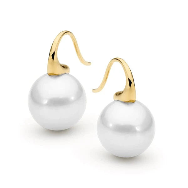9ct Yellow Gold 12mm Edison Pearl Hook Earrings