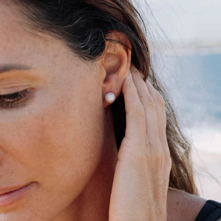 Sterling Silver 8mm Freshwater pearl stud earrings