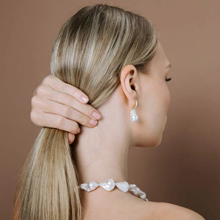 9ct Yellow Gold 13mm Baroque Huggie Earrings