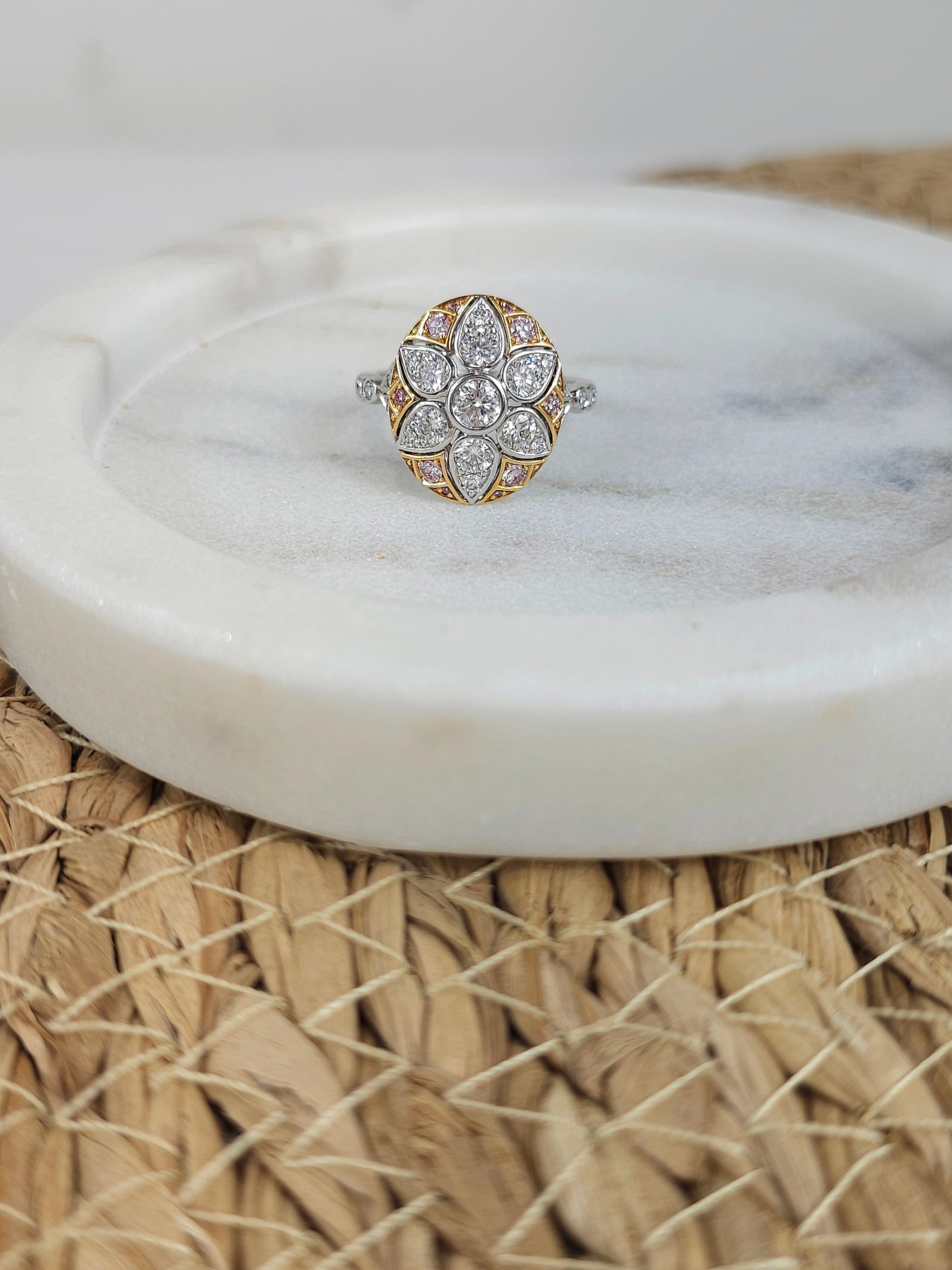 18 carat White & Rose Gold, Argyle Pink Diamond Ring.