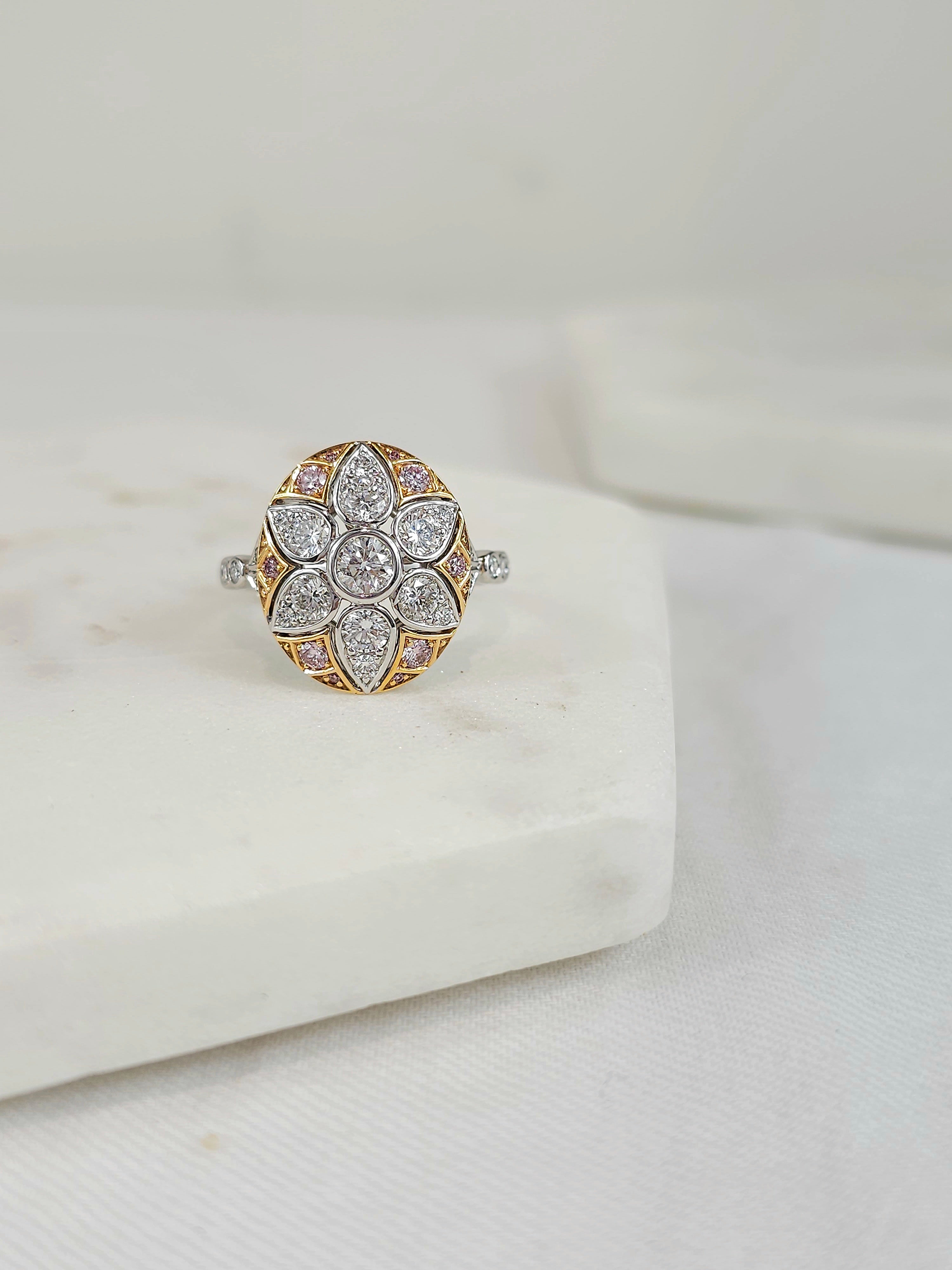 18 carat White & Rose Gold, Argyle Pink Diamond Ring.