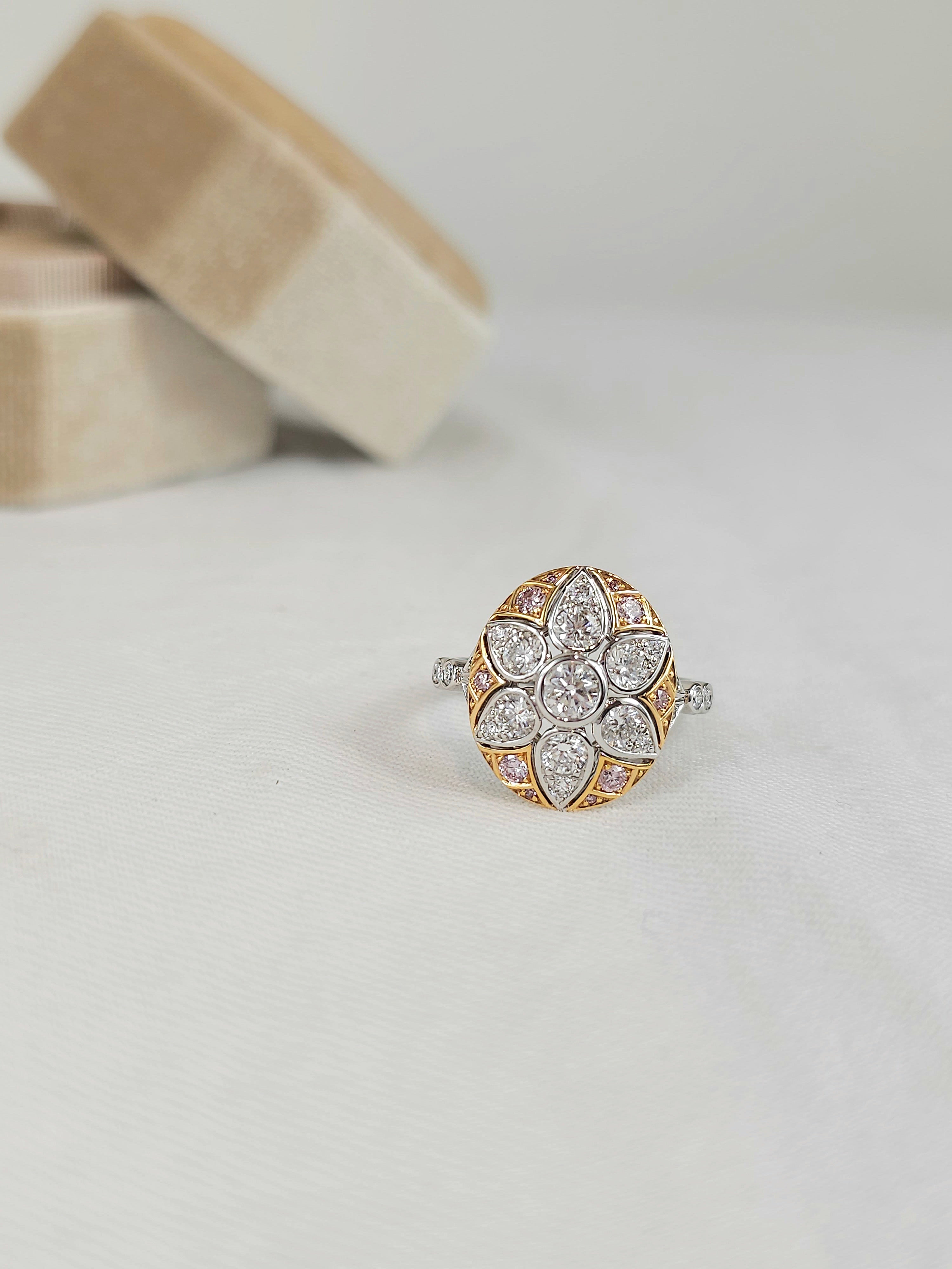 18 carat White & Rose Gold, Argyle Pink Diamond Ring.