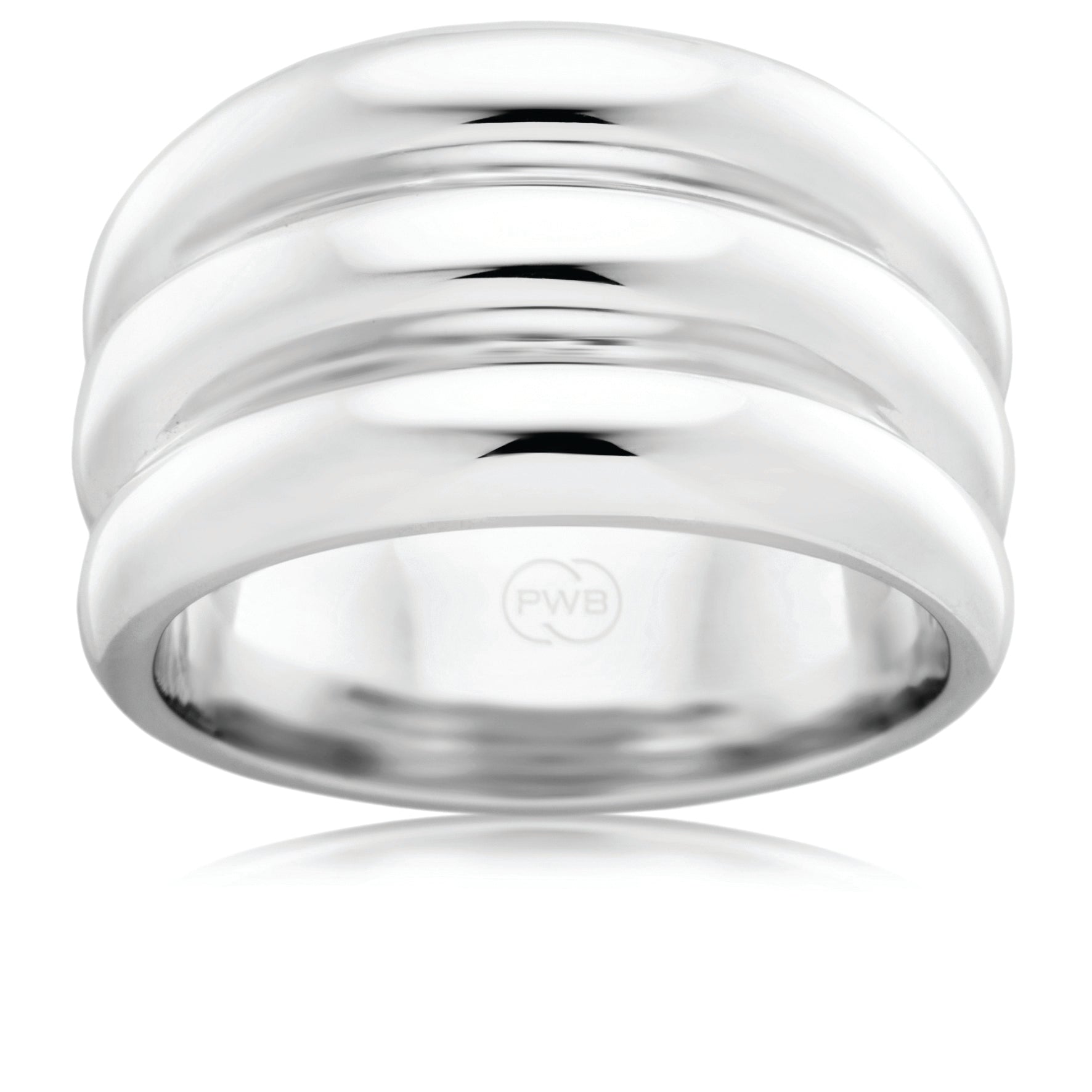 Sterling Silver triple domed dress ring, size P