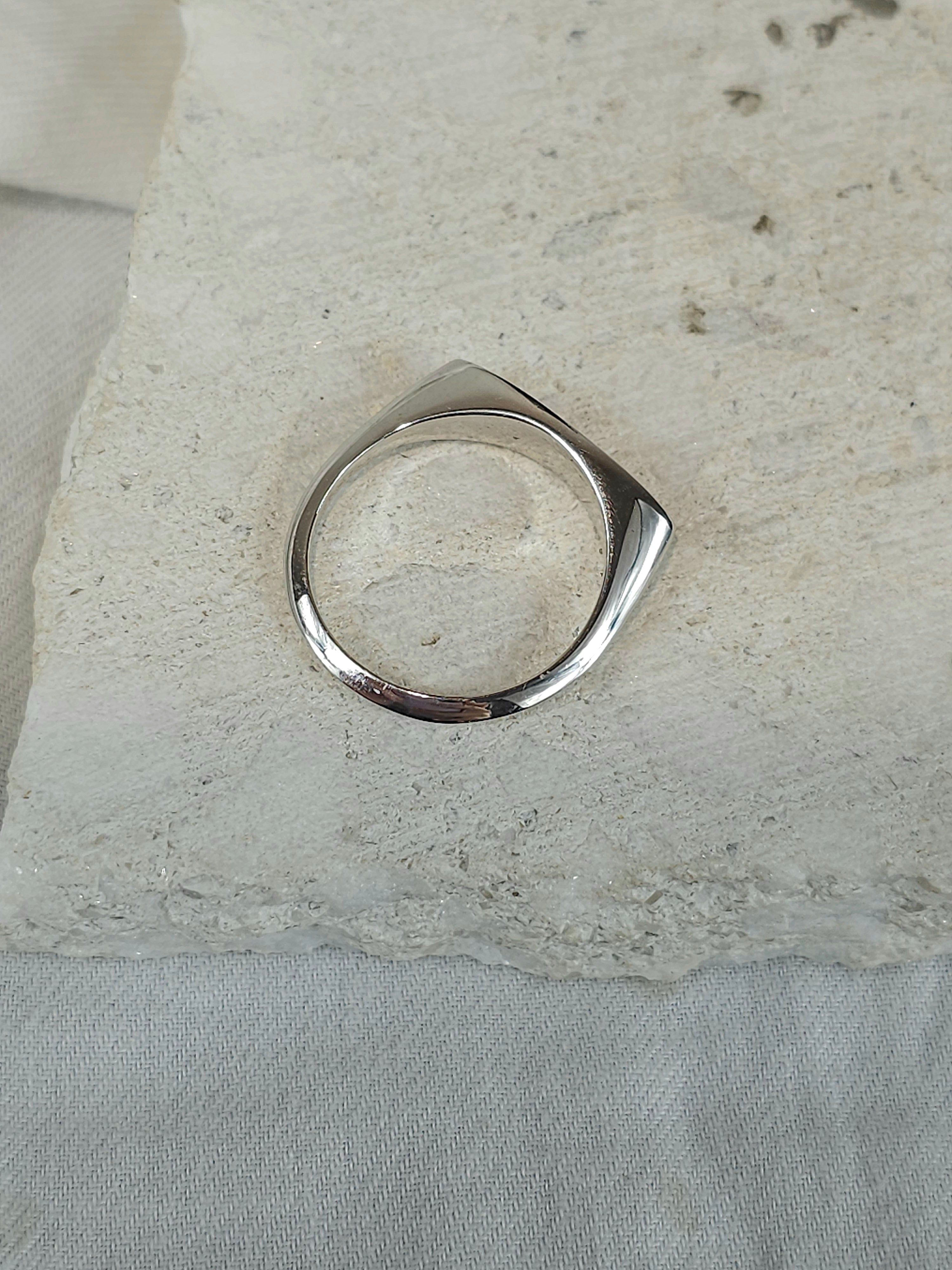 Sterling Silver Marquis shaped signet ring, size O