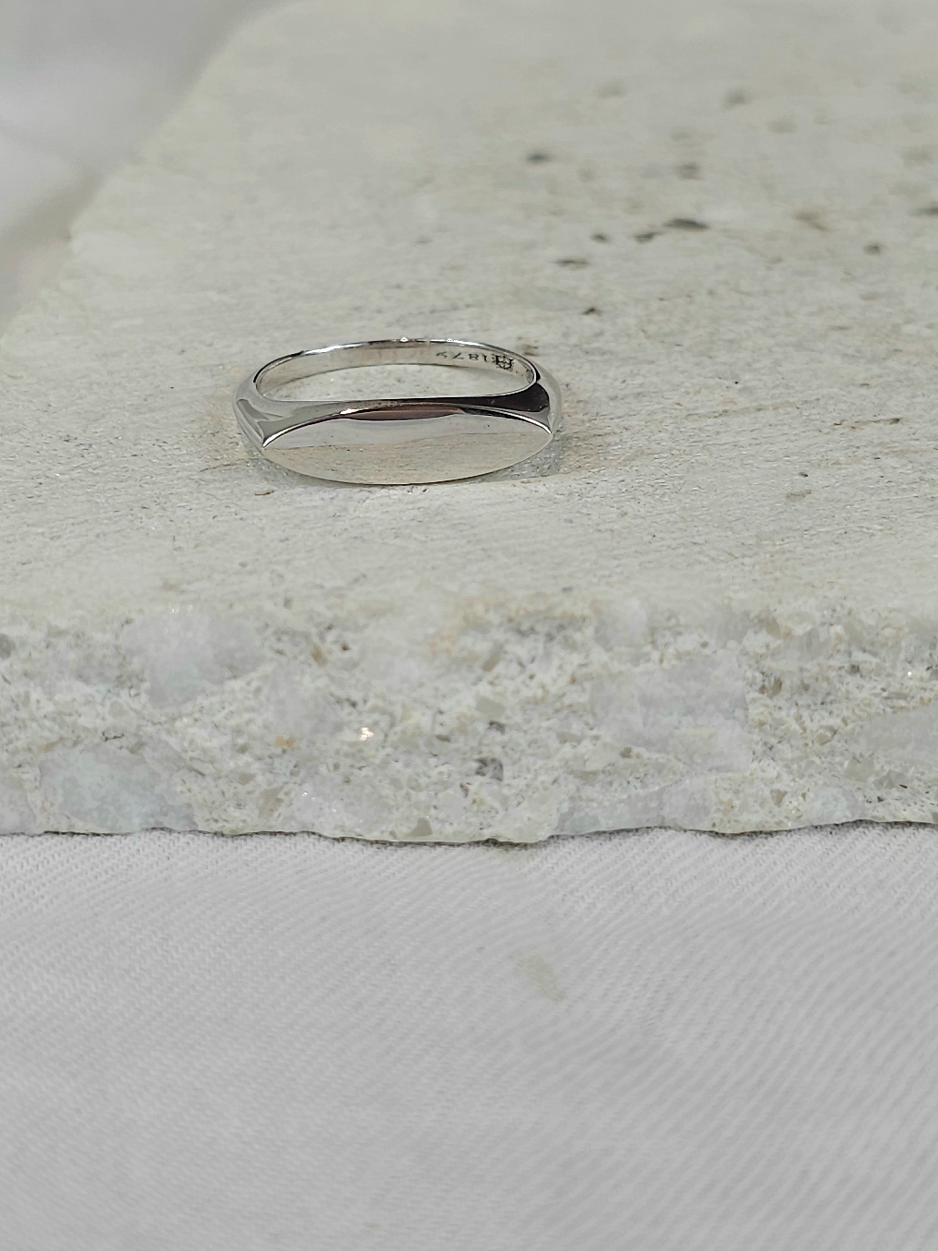 Sterling Silver Marquis shaped signet ring, size O