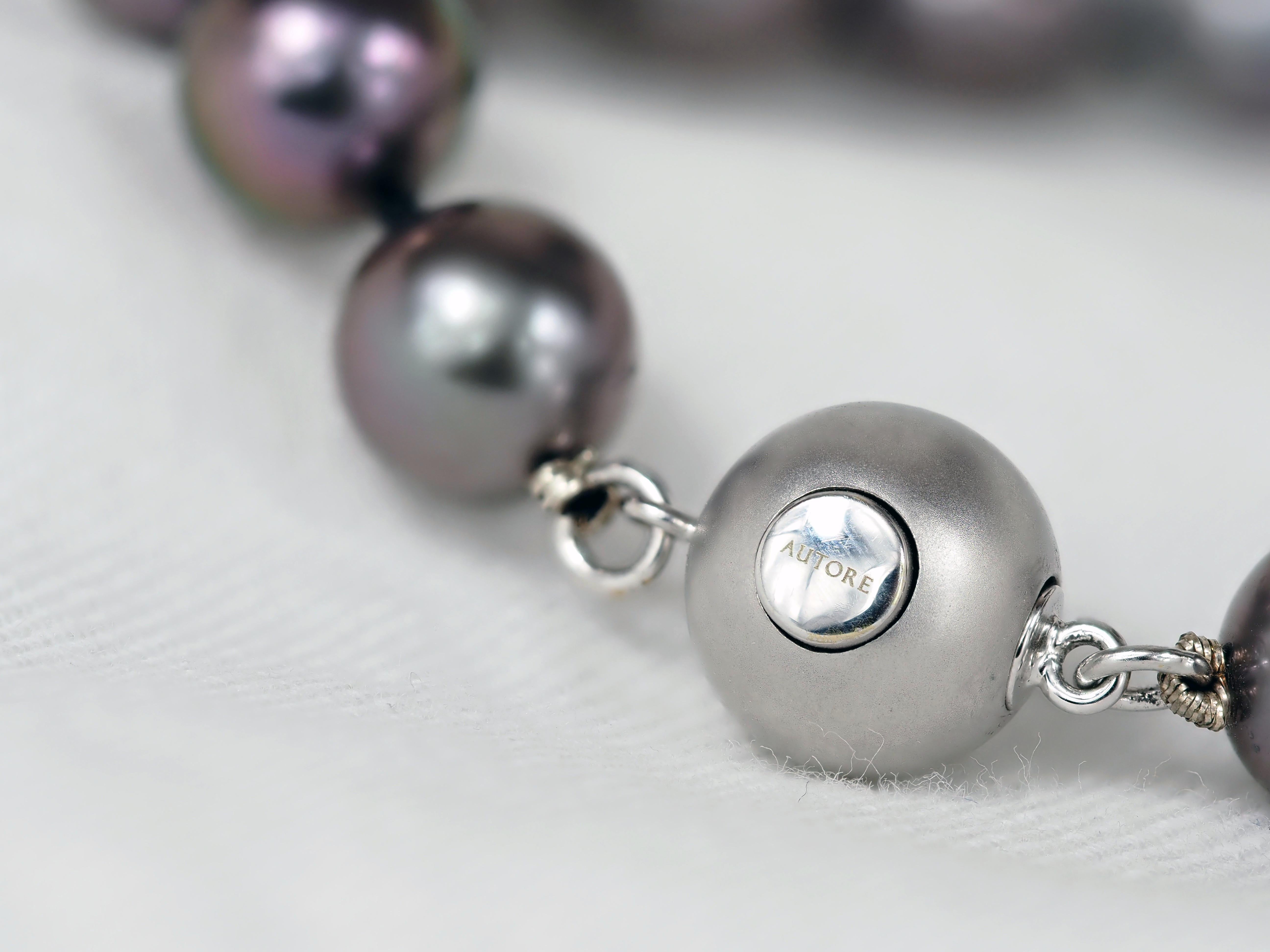 Autore 18ct White Gold South Sea Tahitian Pearl Bracelet, 8mm