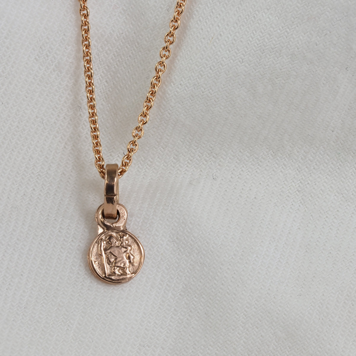 9ct Rose Gold Round St Christopher Charm