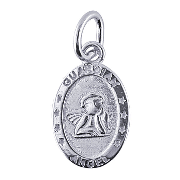 Sterling Silver Guardian Angel Charm, 12mm