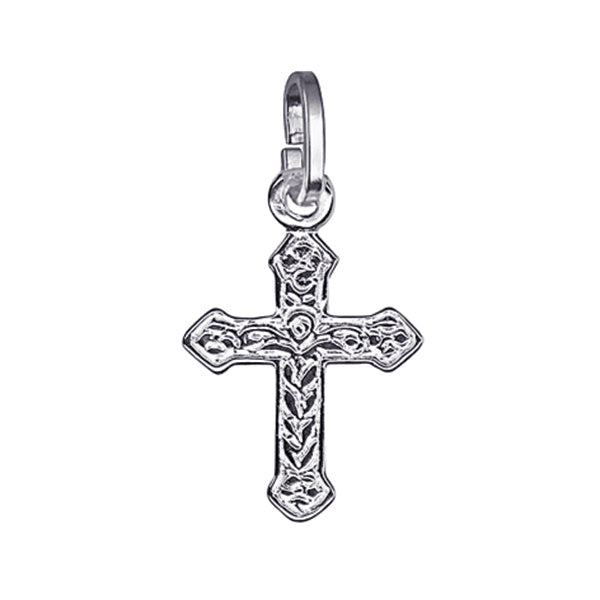 Sterling Silver Fancy Cross Pendant, 15mm