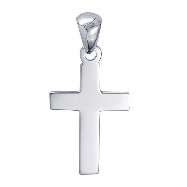 Sterling Silver Flat Plain Cross, 18mm