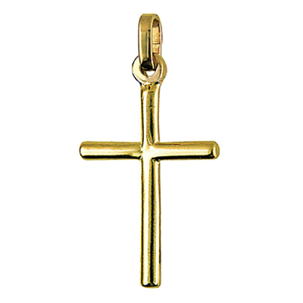 9ct Yellow Gold Tubular Cross, 22mm