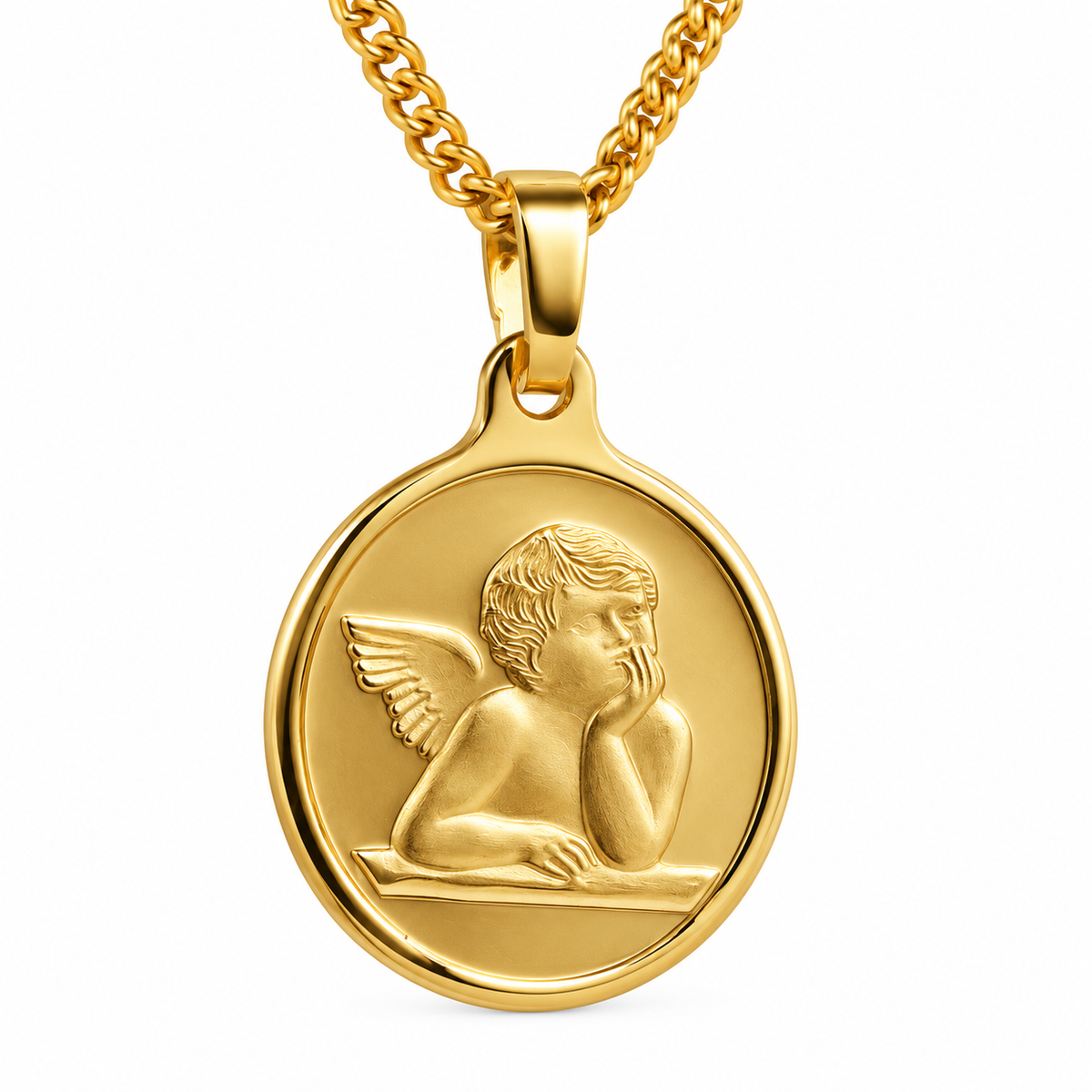 9ct Yellow Gold Guardian Angel Pendant