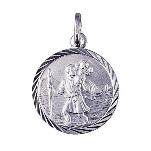 Sterling Silver Round St Christopher Pendant