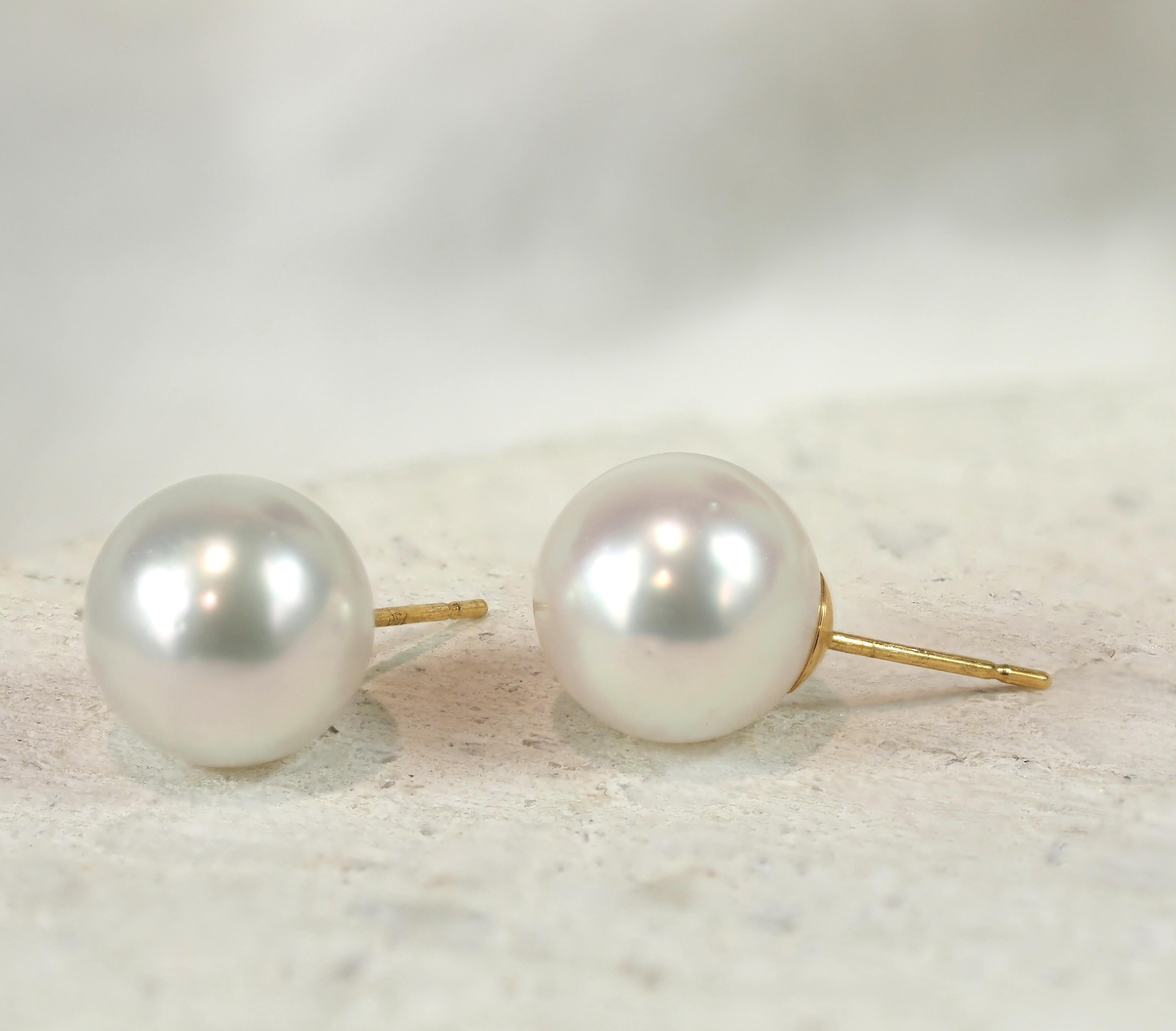 Autore 18ct Yellow Gold South Sea Pearl Stud Earrings, 11mm
