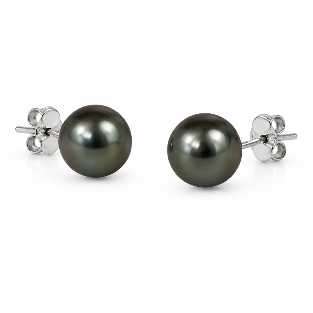 Autore 18ct White Gold Tahitian Pearl Stud Earrings, 9mm
