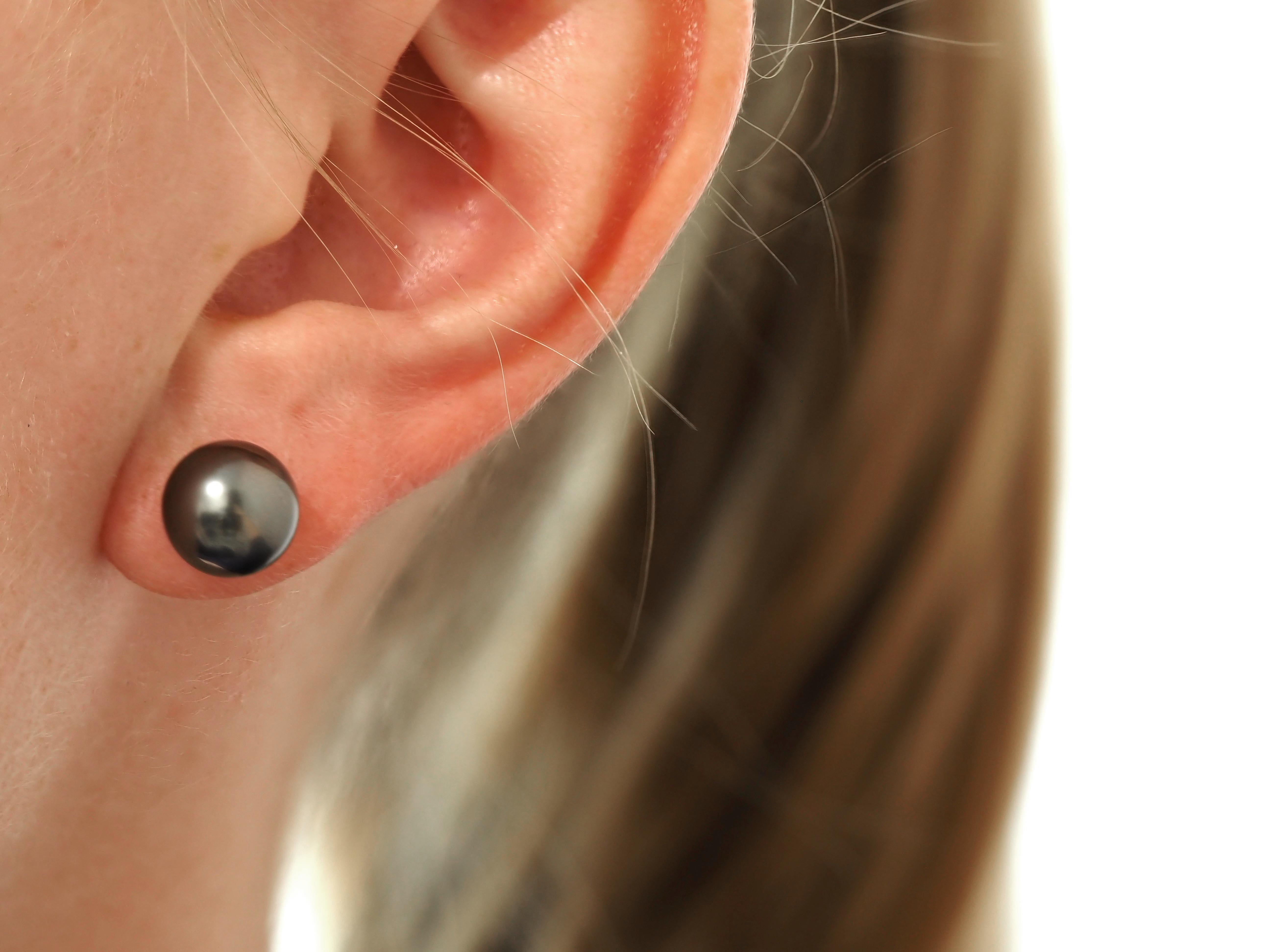 Autore 18ct White Gold Tahitian Pearl Stud Earrings, 9mm