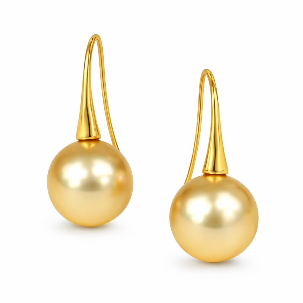 Autore 18ct Yellow Gold South Sea Gold Pearl Drop Earrings, 10mm