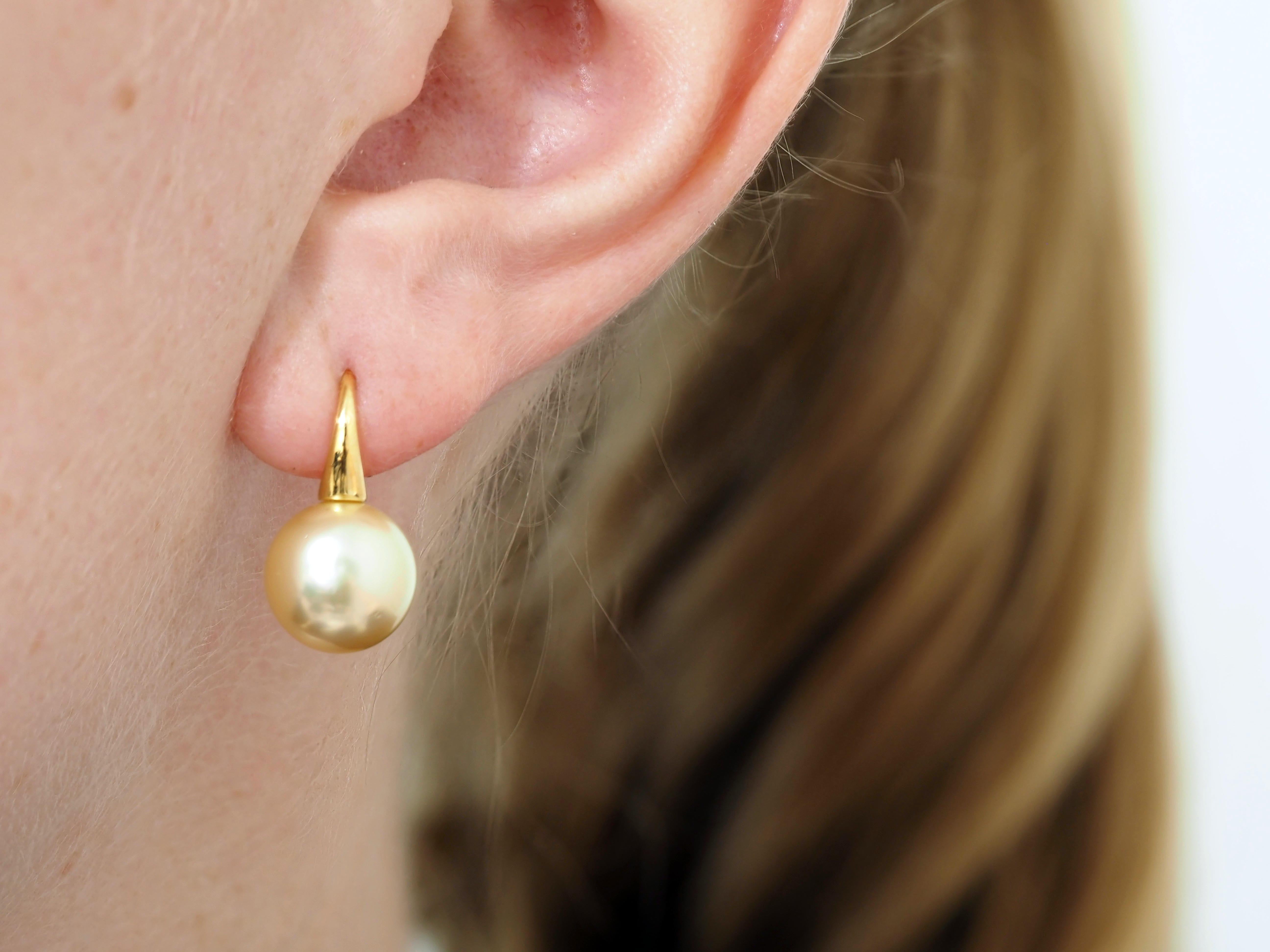 Autore 18ct Yellow Gold South Sea Gold Pearl Drop Earrings, 10mm