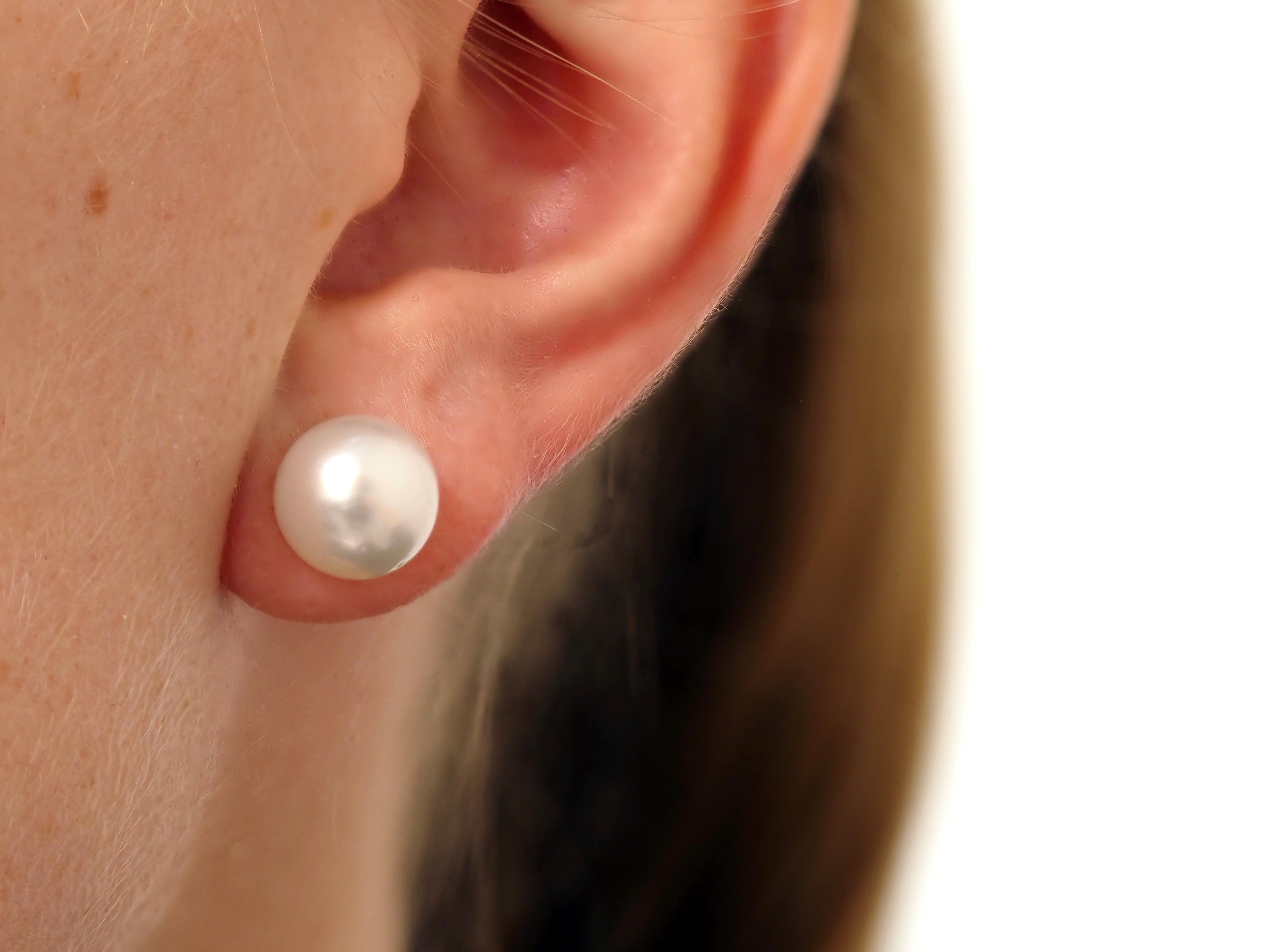 Autore 18ct White Gold South Sea Pearl Stud Earrings, 10mm