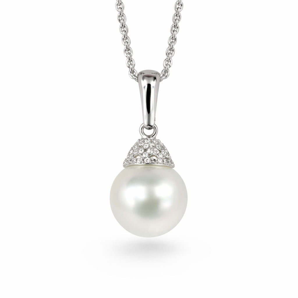 Autore 18ct White Gold South Sea Pearl and Diamond Pendant, 11mm