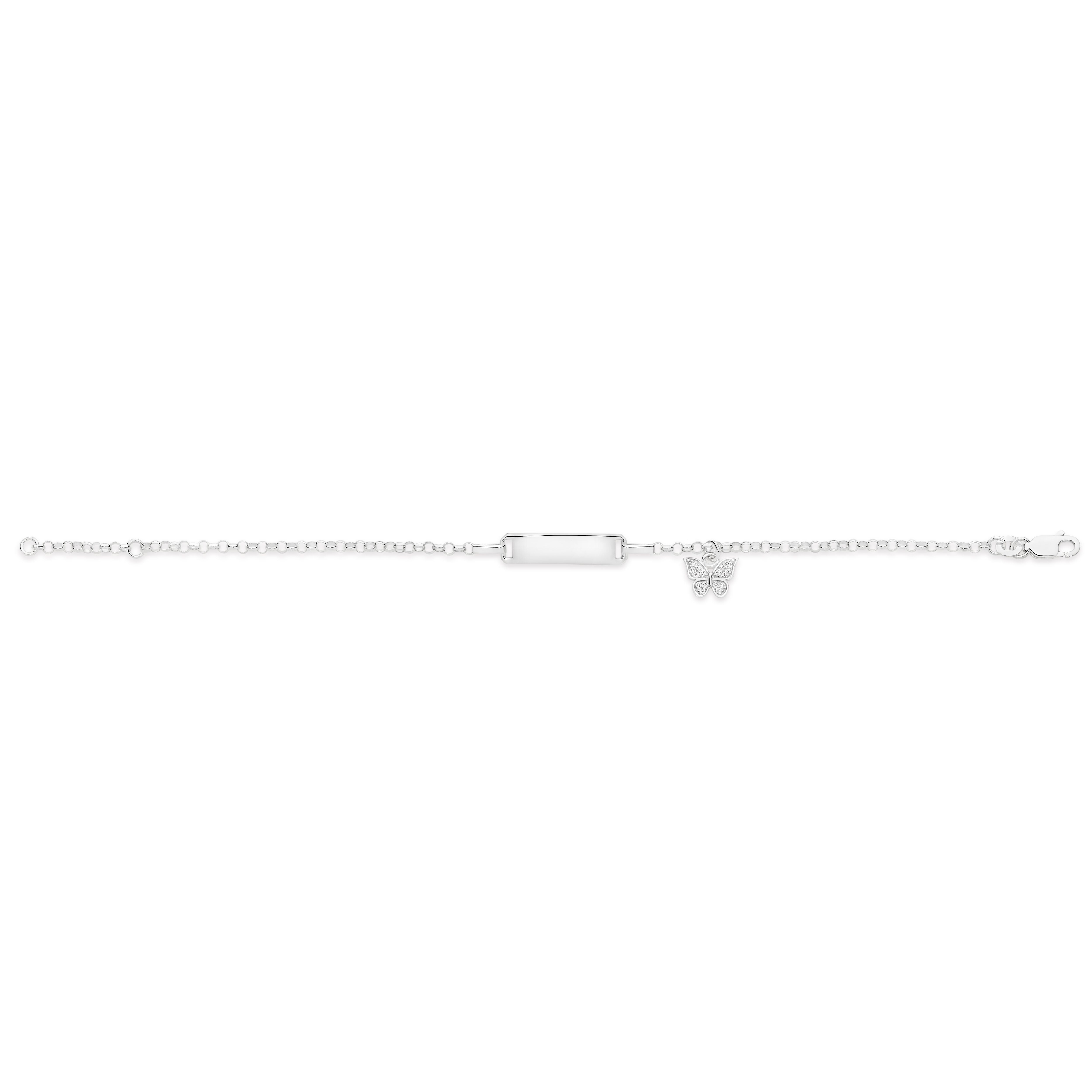 Sterling Silver ID Bracelet with Butterfly Charm